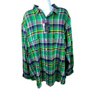 Ralph Lauren Men's Green Plaid Cotton Western Shirt 3XLT Polo NEW MSRP $158
